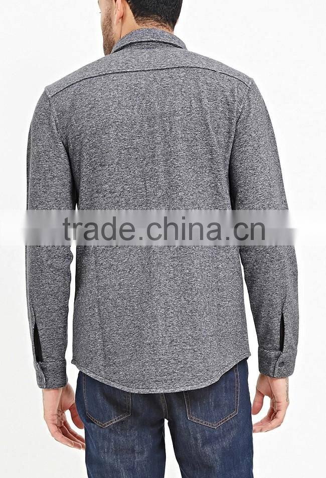 Cool man grey thick winter warm long sleeve button down shirts