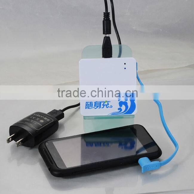OEM 5v rechargeable power bank with CE&RoHs, with bulit-in Micro USB cable for sumsung or other smartphone