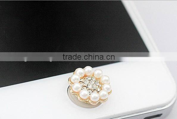 Fashion Rhinestone Flower for iphone 5 home button sticker