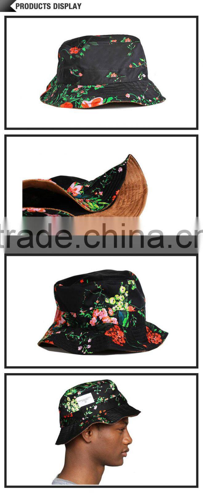Adult mexican cheap tie dyed printed bucket hat with logo patch