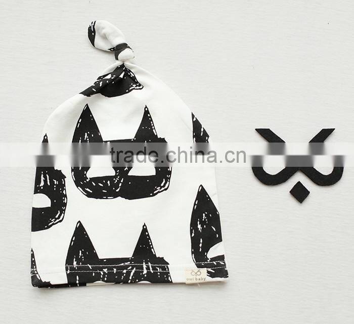 Breathable Kids Hat Boutique Cotton Cartoon Tied Angle Newborn Baby Cap For 0-2 Years In Stock