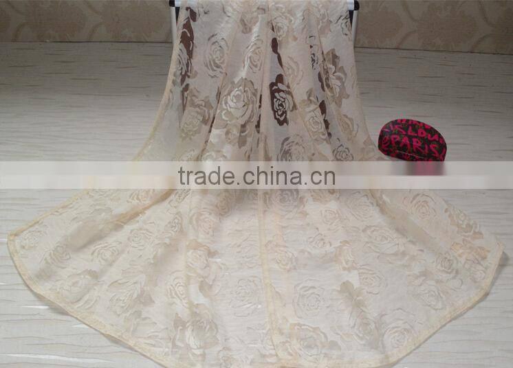 Wholesale New High Grade Lady Fashionable Hollow Rose Flower Lace Scarf