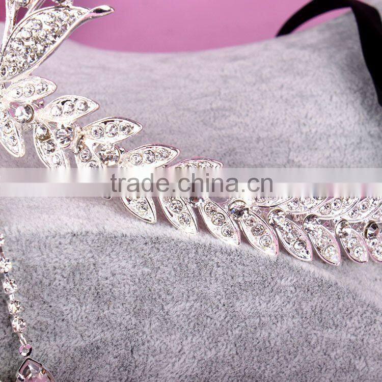 2015 Luxury Sparkling Sliver Plated Style Crystal Princess Wedding Party Crown Tiara Hairband Women Bridal Hairwear