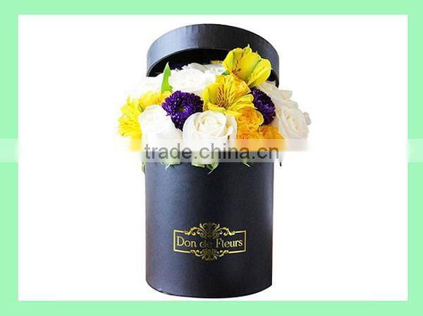 High-end Custom Luxury Black Round Cardboard Fresh Flower Box