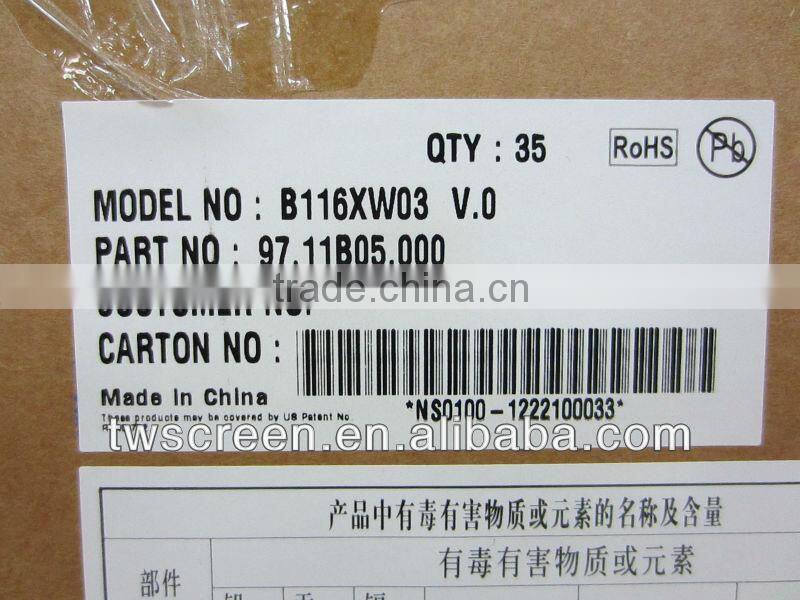 TFT LCD PANEL 11.6" B116XW03 V.0 for AUO LED SCREEN DISPLAY