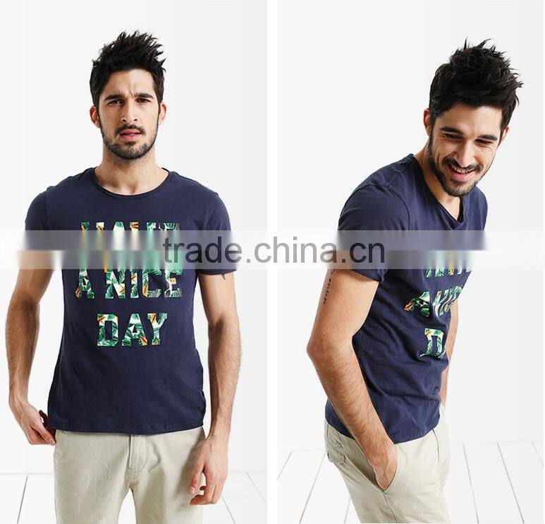 fashion slub jersey t shirt with printed for men
