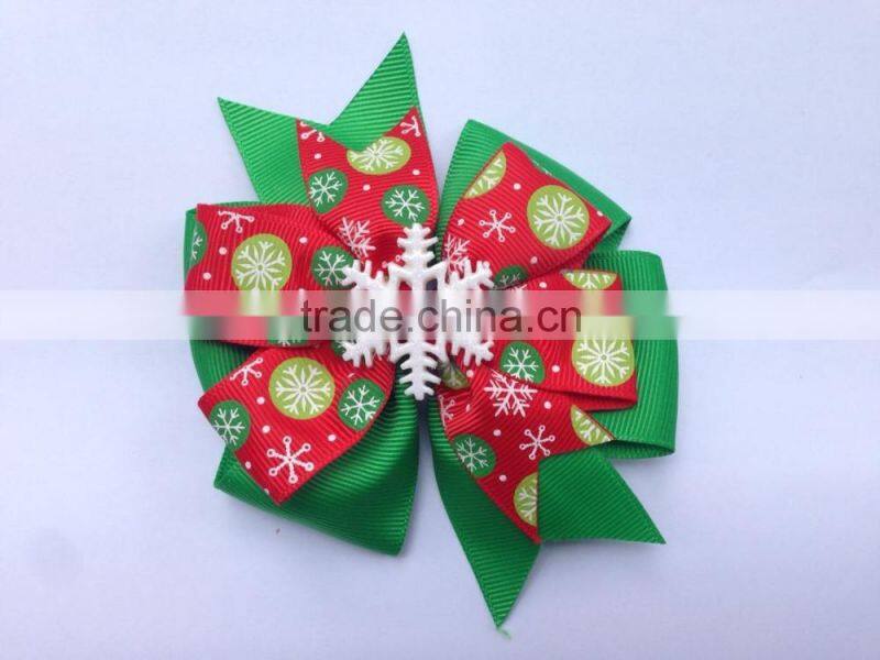 Baby Girl Hair Bow Large Layered Boutique Spike Christmas Hair Bows hairpin Clip in Red Green Party Hair Accessory CB-3389