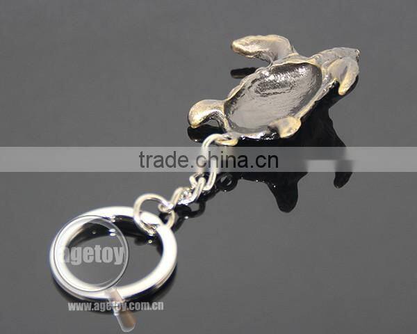 Three-dimensional Tortoise Shaped Zinc Alloy Plated Bronze Metal Sea Green Turtle Keychain