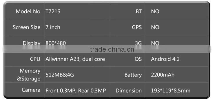 Android Tablet wifi tablet pc wifi without camera