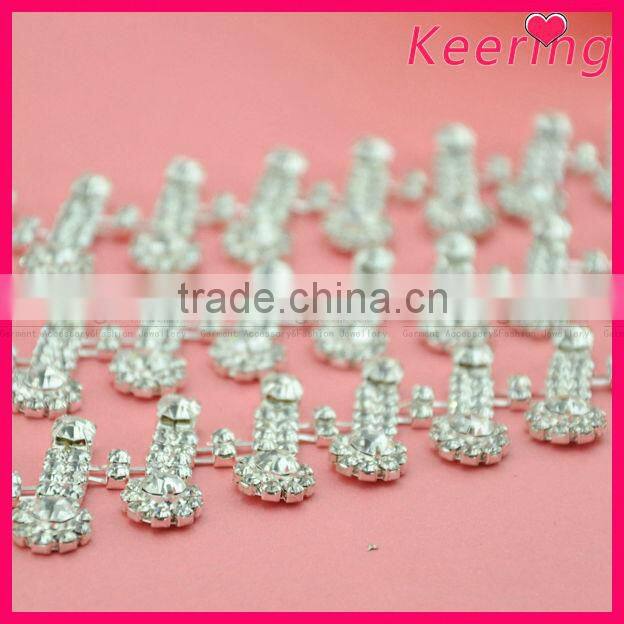 wholesale latest design hairpin shape joint dress decoration roll rhinestone cup chain WRC-228