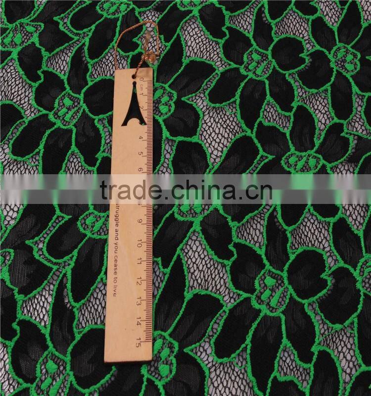 Fluorescent Green Fancy French chantilly Lace fabric