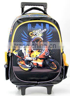 Black and yellow kids school bag with wheels