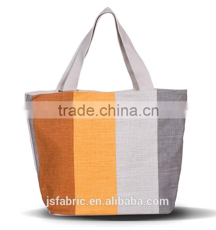 Women Girl Lady Linen Cotton Stripes Printing Canvas Tote Shopping Bag