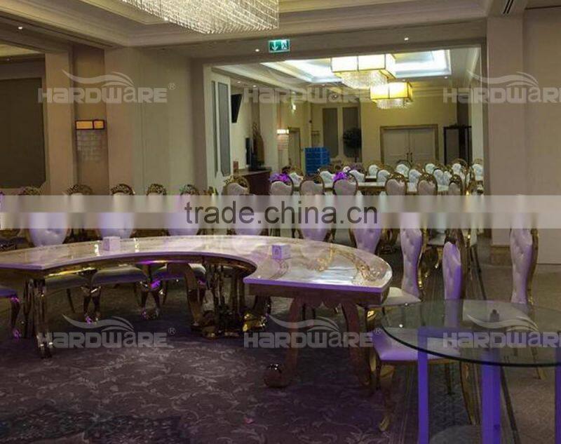 dubai banquet stainless steel half moon mdf top wedding dining table