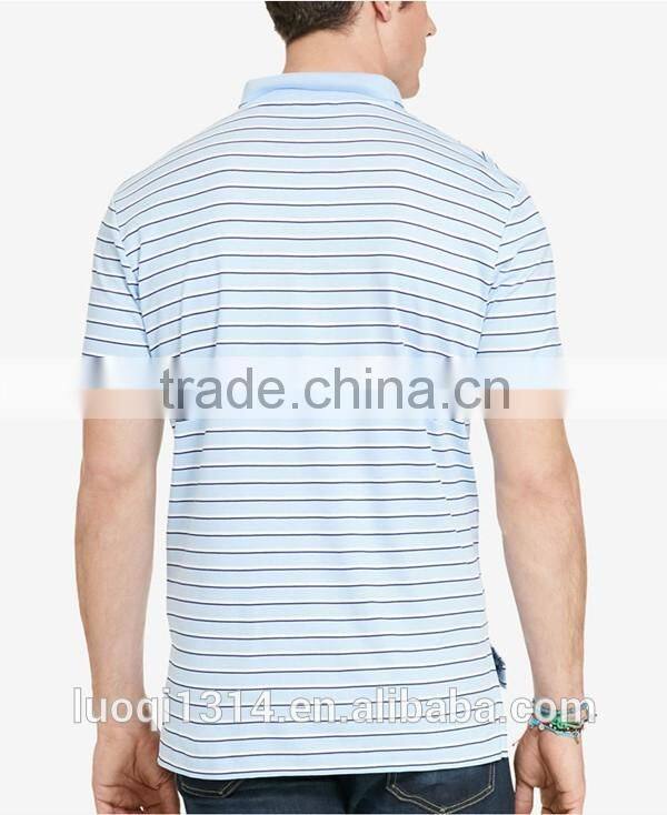 Made in China Men's Business Formal Polo t shirt Stripe 100% Cotton Short Sleeve Men's Polo t shirt