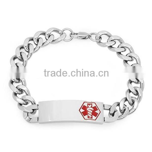 custom engrave id blank metal charm stainless steel bracelet