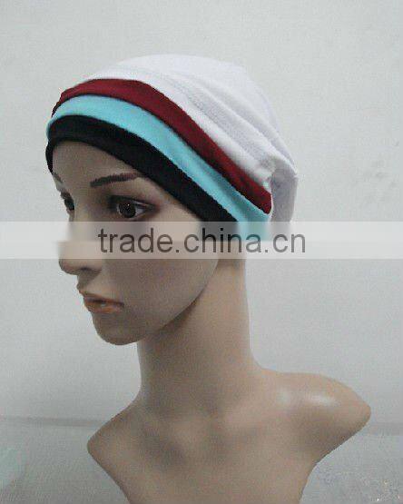 C004 new muslim underscarf with 3 lines,cotton underscarf and hats