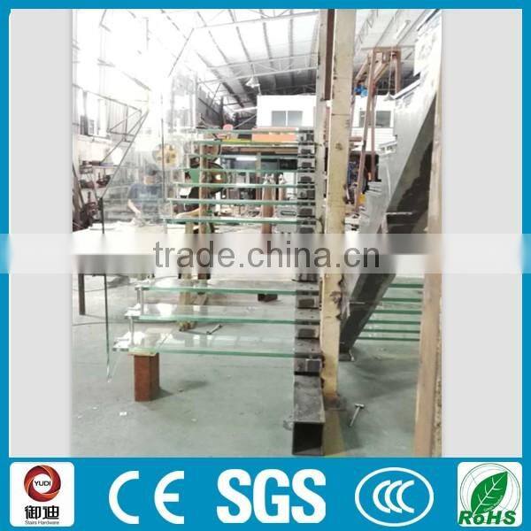 Modern Customized tempered glass floating stairs/staircase YUDI, YD-BF100