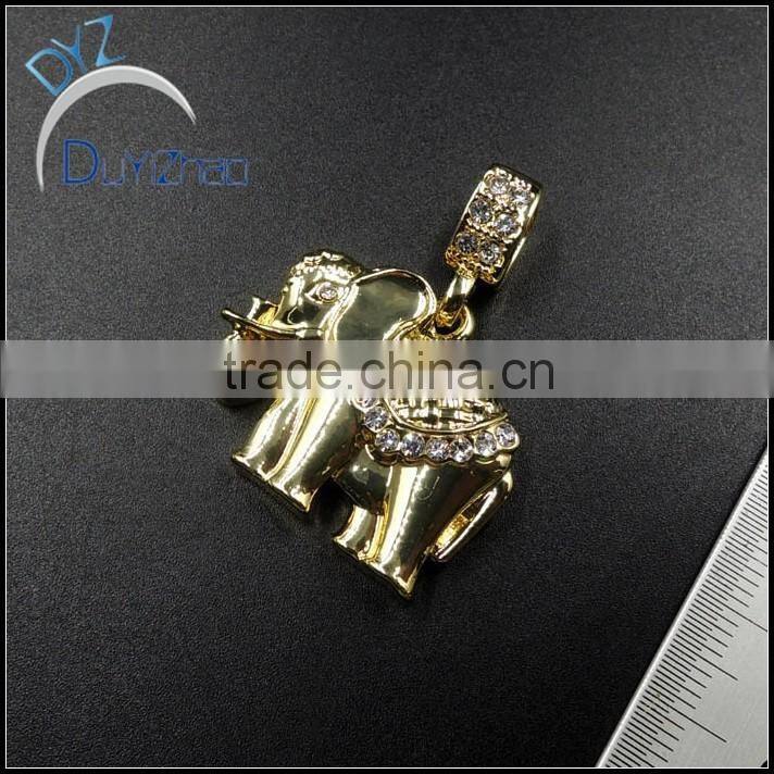 cheap plated gold hip hop jewelry elephant pendant