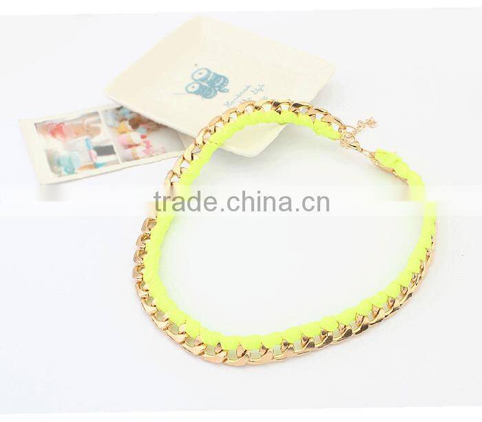 Hot sale fashion jewelry golden alloy rope braided metal necklace