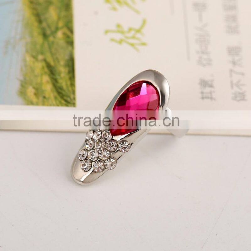 Ring factory wholesale fashion simple diamond drop gem opening finger nail ring