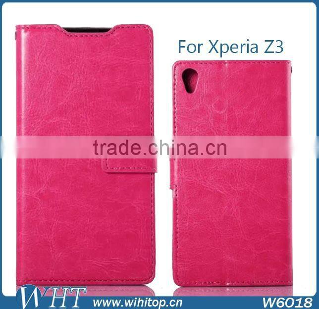 Crazy Horse PU Leather Wallet for Sony Xperia Z3 L55T L55U D6653 WHTS007
