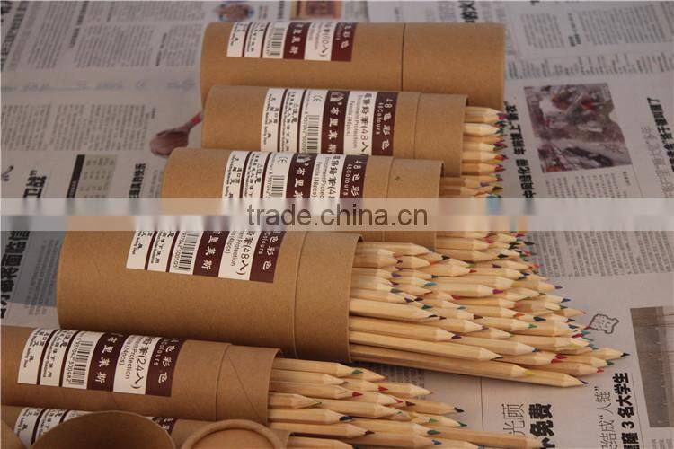 natural wooden color pencil in paper tube/ new products 2014 kids body hexagonal natural wooden color pencil set from china