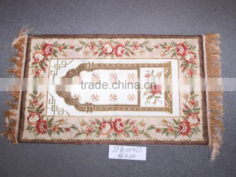 Artificial silk 100% polyester muslim prayer rug