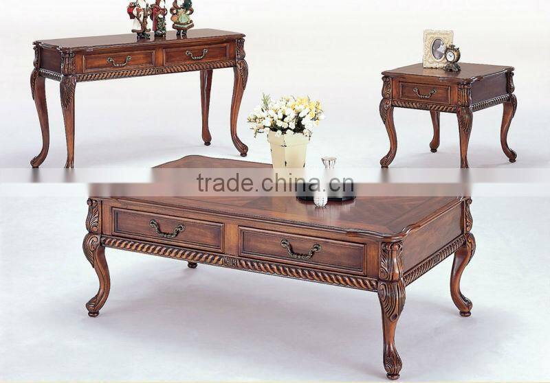 CF30008 Luxury Unique Carved Queen Anne Coffee End Sofa Table & Storage drawer's table