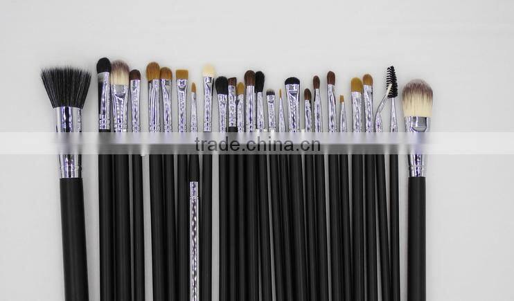 custom professional 32 piece copper quality makeup brush set (black/silver)