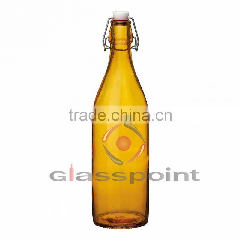 Soda drinking glass bottle, glass bottle for fruit drinks with stopper