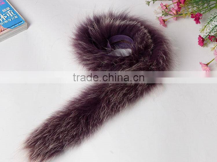 Natural Colored Fox Fur Strips / Blue Fox Trimming For Hoods And Collars