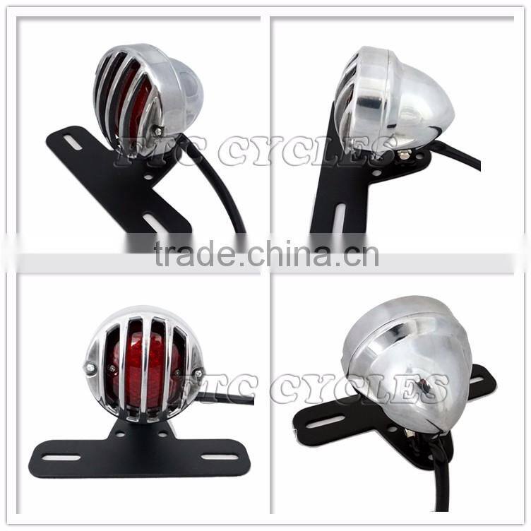 Aluminum Polished Antique Style Tail Light for Harley Custom Bikes