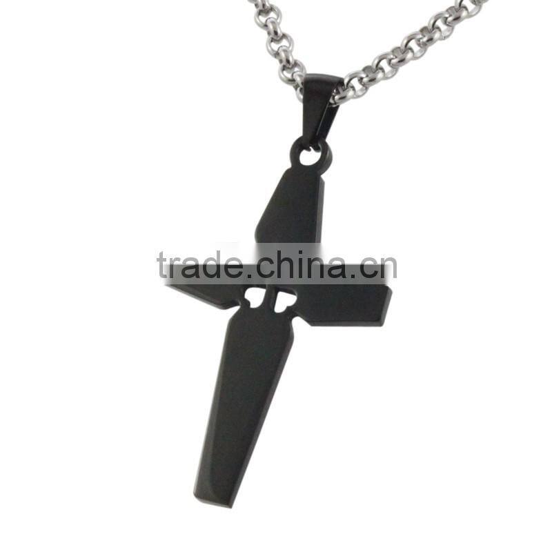 Fashion simple black plated sideway cross pendant and charms for jewelry