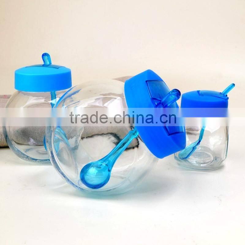 Glass Spice Jar with Spoon Unique Shape Spice Bottle with Lid
