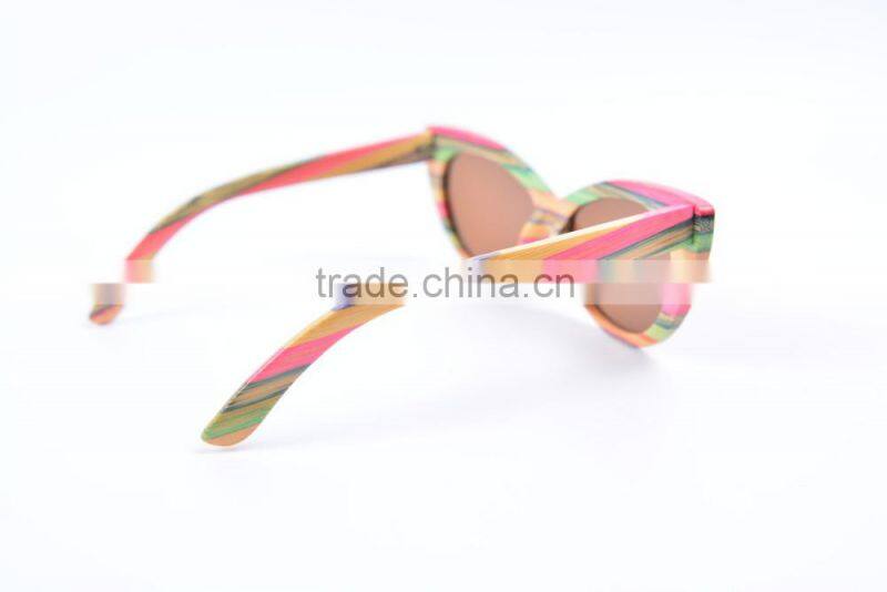 Pure manual coloured bamboo sun glasses Retro polarized sunglasses