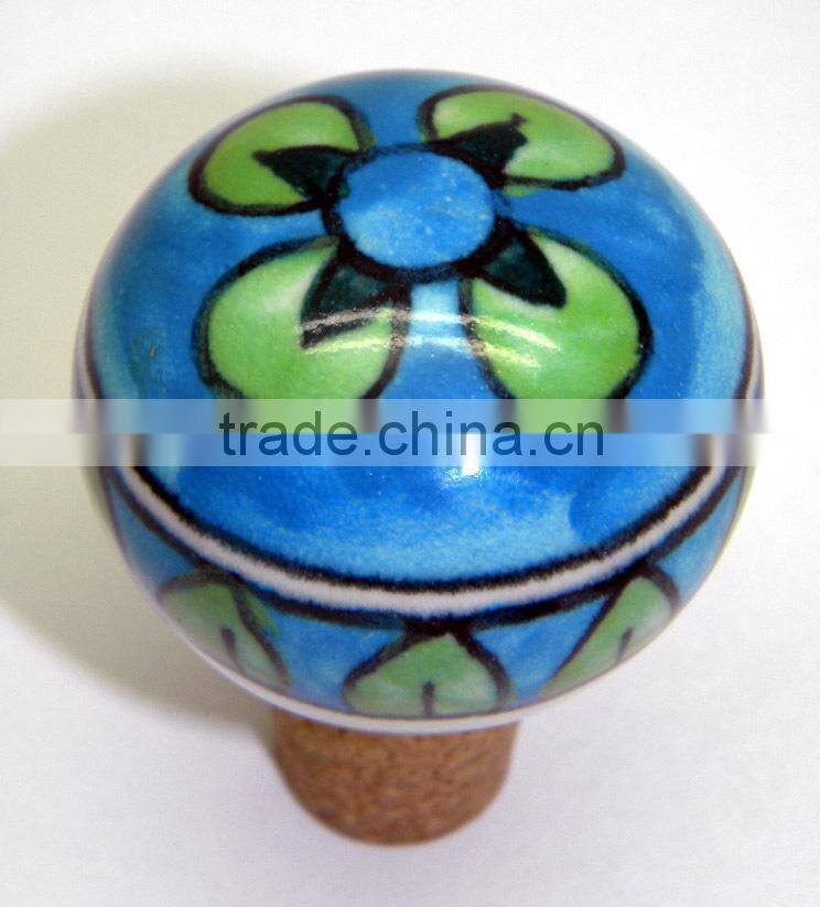 Image Artwork Sticker Ceramic Bottle Stopper with Cork attachment