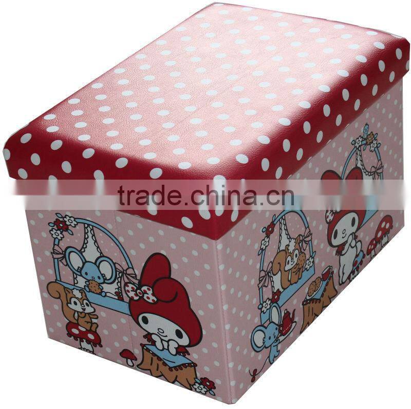 Cute Children PVC Printing Foldable Storage Ottoman