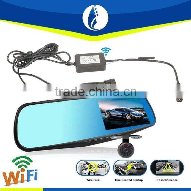 4.3inch rear view mirror with wifi wireless reversing backup camera