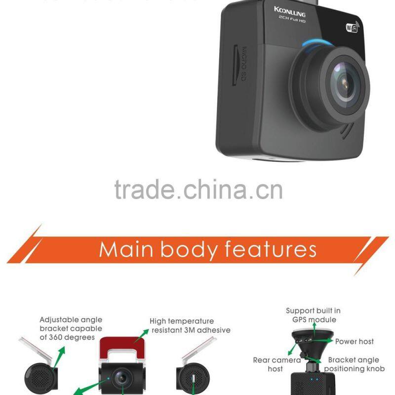 Dual lens fhd 1080P detached DVR car gps and reverse camera