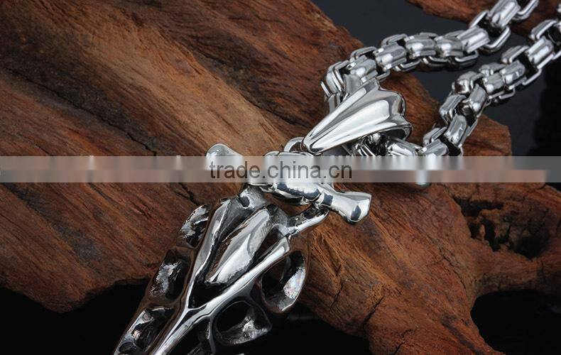 KSTONE 316L Stainless Steel Dinosaur Shape Rock Punk Skull Pendants