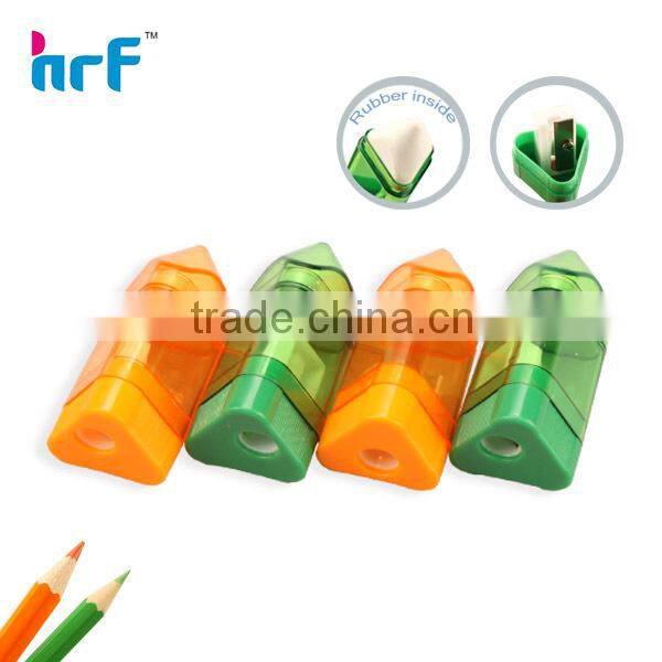 Triangular Prism Shaped Pencil Sharpener With Eraser