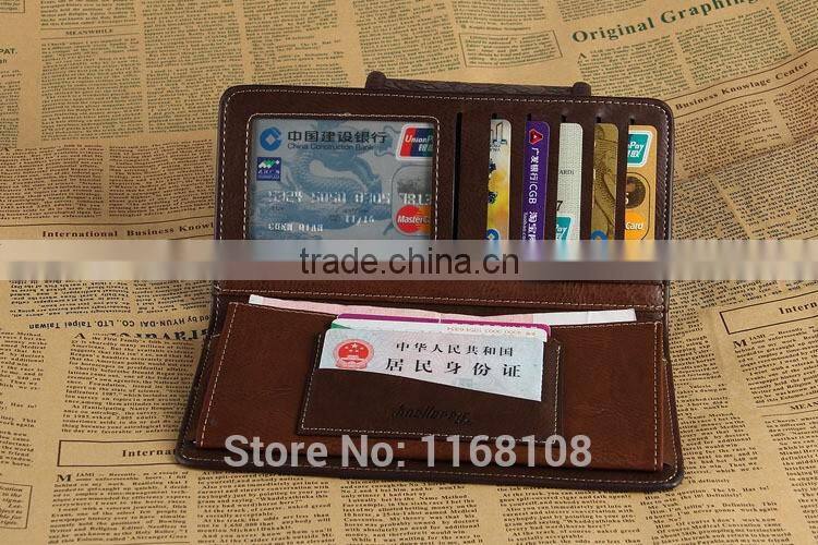 New Brand Leather Purse ID Credit Card Holder Bifold Zipper Long Mens Wallet