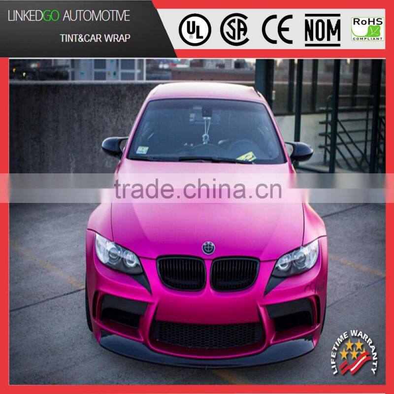 Most popular 1.52*20m waterproof matte metallic red with air bubble free stretchability