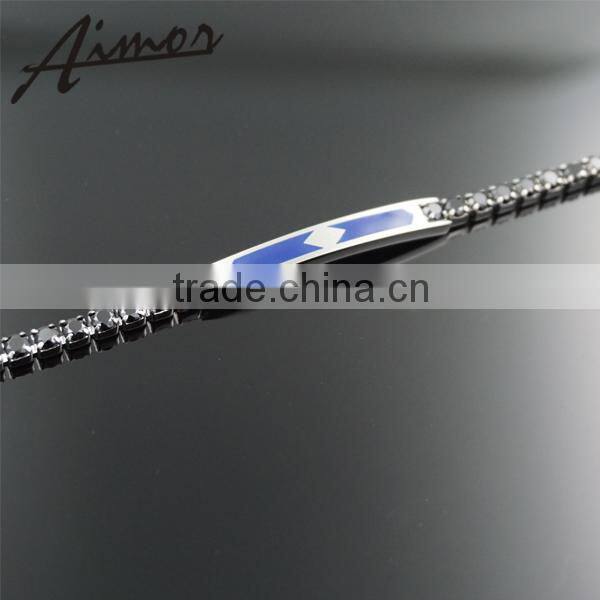 Good quality Stainless Steel Jewellery Bracelet with Black Zircon