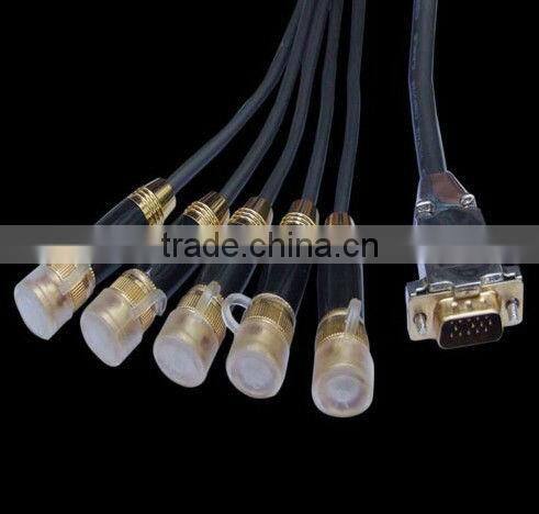 HDB15 Male to 3RCA Male HDB15M-3RCAM Goldplated metal connectors with Blue Nylon mesh