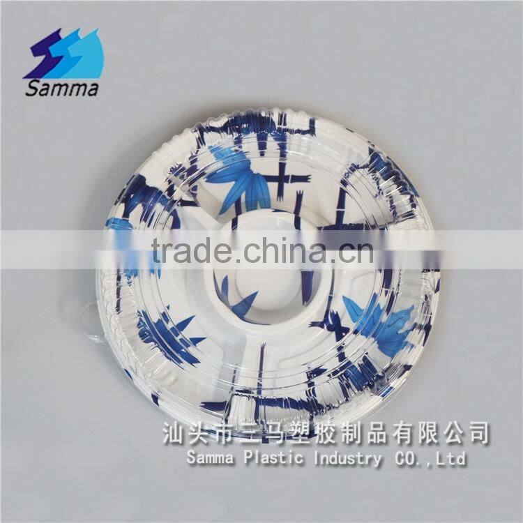 SM1-2116ZY-B 4 compartment SGS Certification round tray for sushi