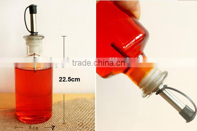 380ml round clear glass soy sauce fish bottle with oil dispenser