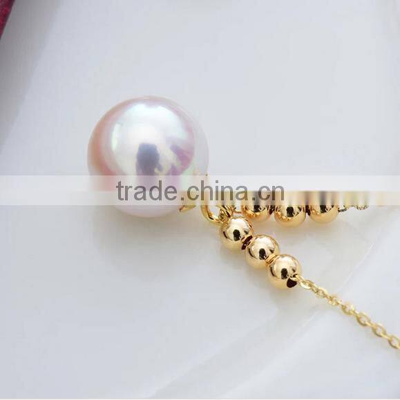 Akoya AAA round 18k gold white pearl pendant natural pearl pendant necklace