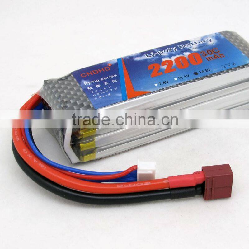 CNDHD 14.8V 30C 2200MAH 4S Lipo Battery Pack High Power for RC Fixed Wing Aircraft Copter Models